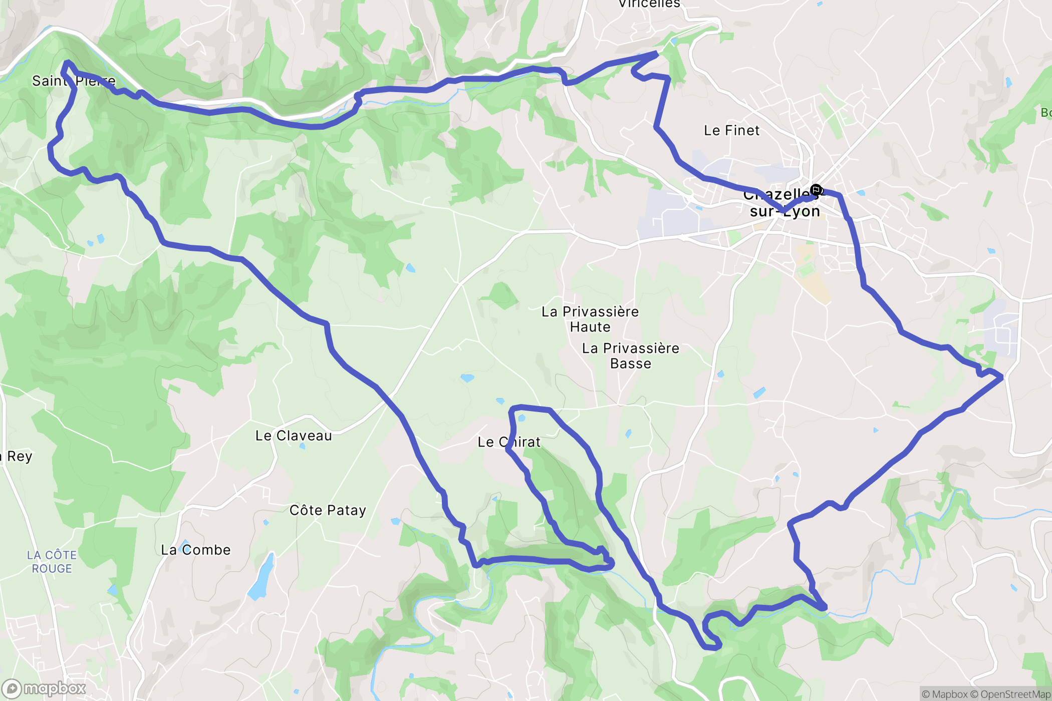 Chazelles-sur-Lyon : carte du parcours de randonnée - France