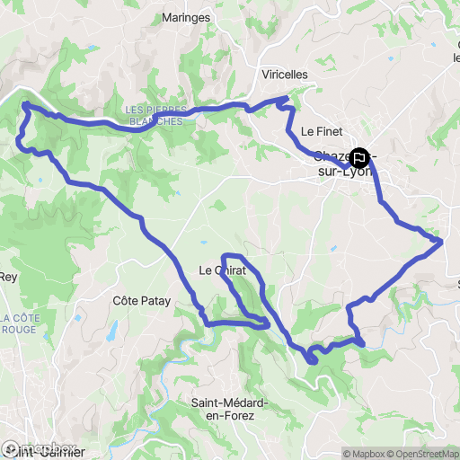 Chazelles-sur-Lyon : carte du parcours de randonnée - France