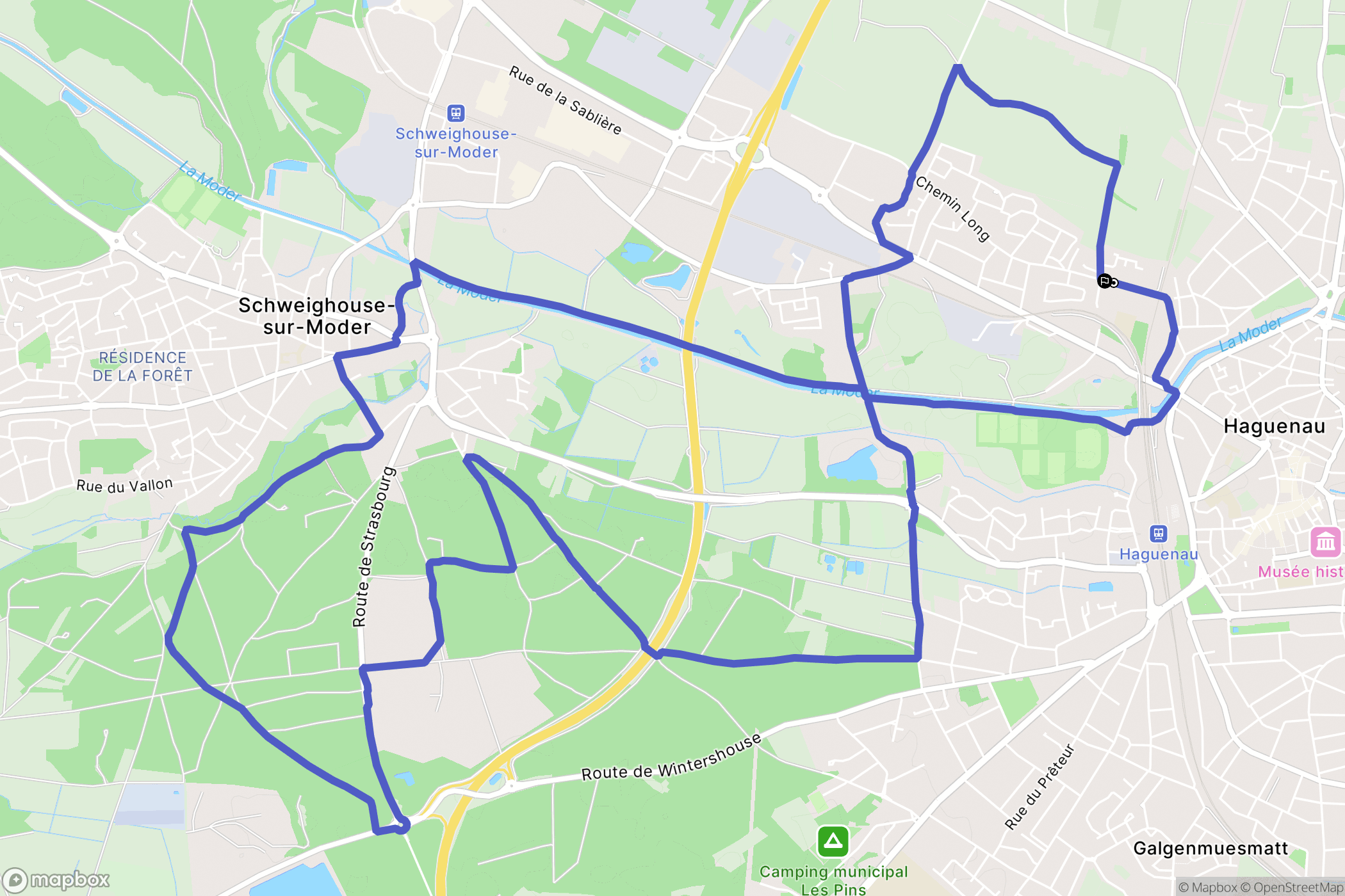 Haguenau : carte du parcours de randonnée - France