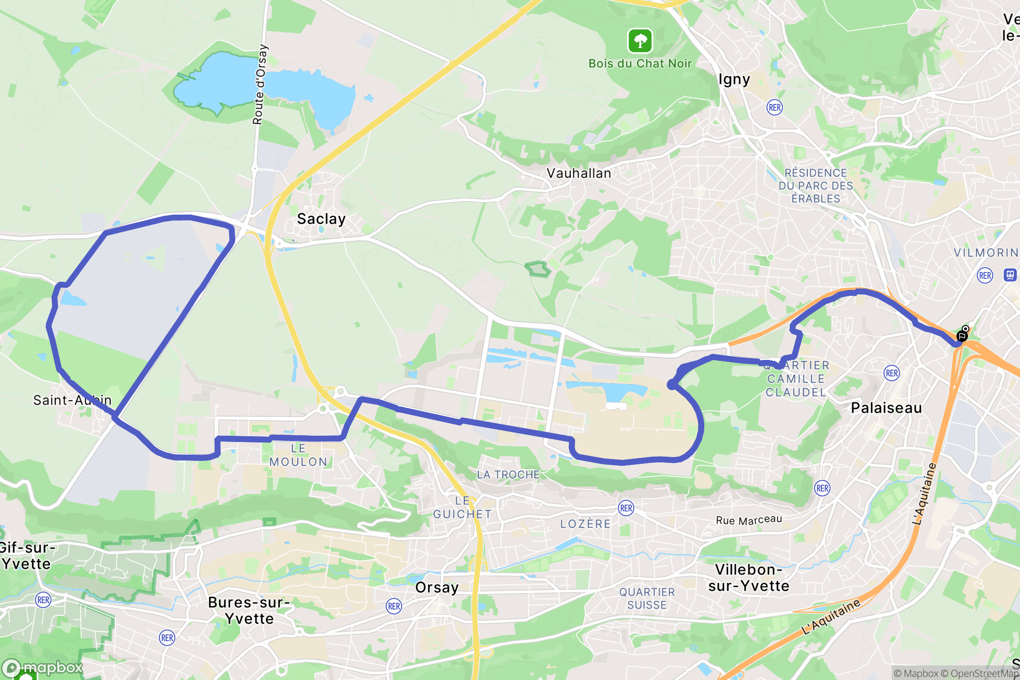Palaiseau : carte du parcours de randonnée - France