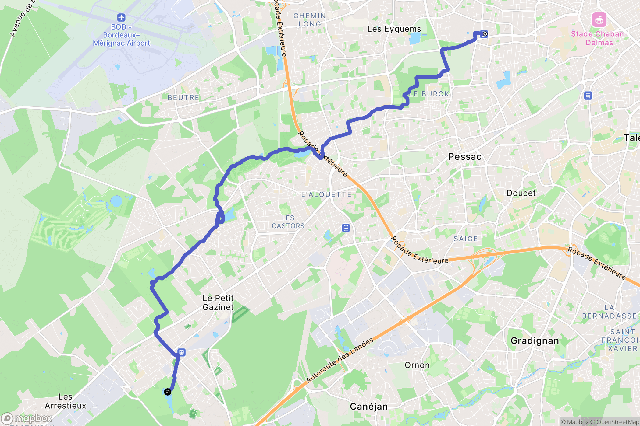 Mérignac : carte du parcours de randonnée - France