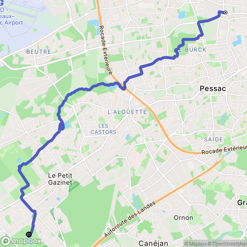 Mérignac : carte du parcours de randonnée - France