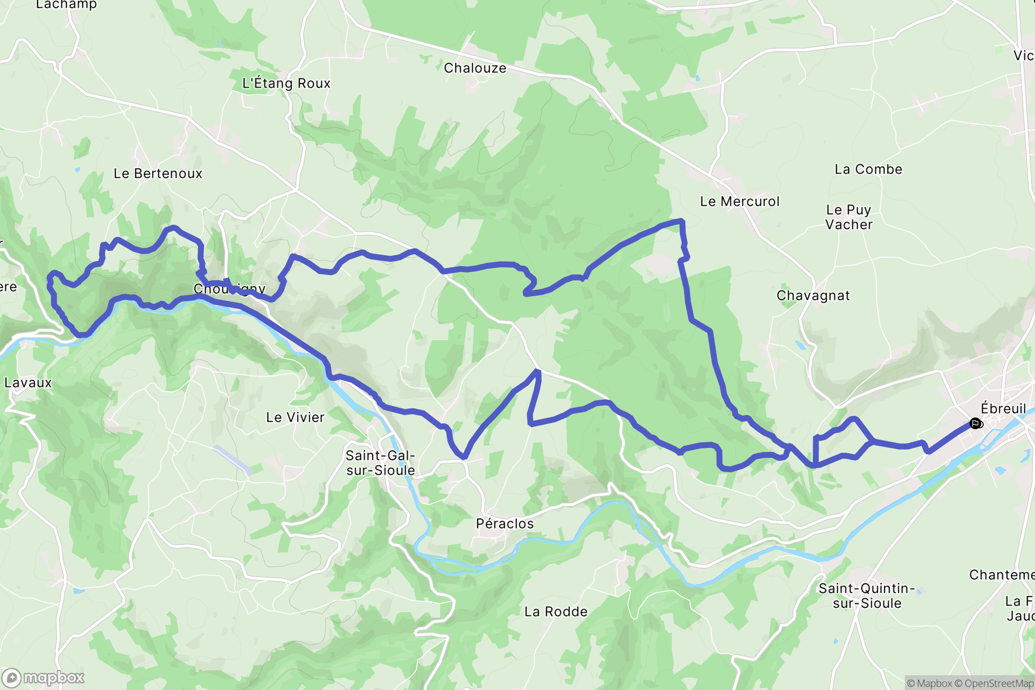 Ébreuil : carte du parcours de randonnée - France