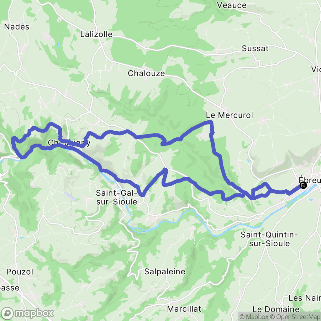Ébreuil : carte du parcours de randonnée - France