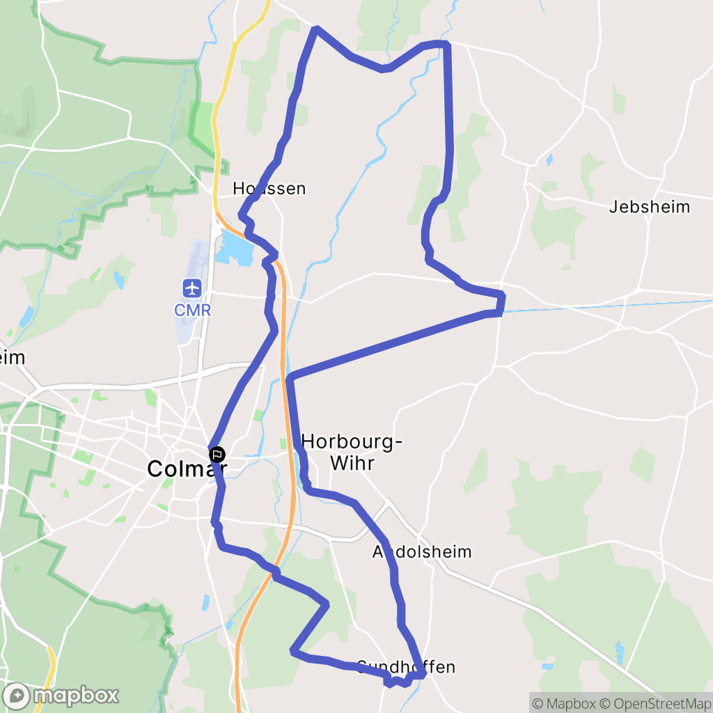 Colmar : carte du parcours de randonnée - France