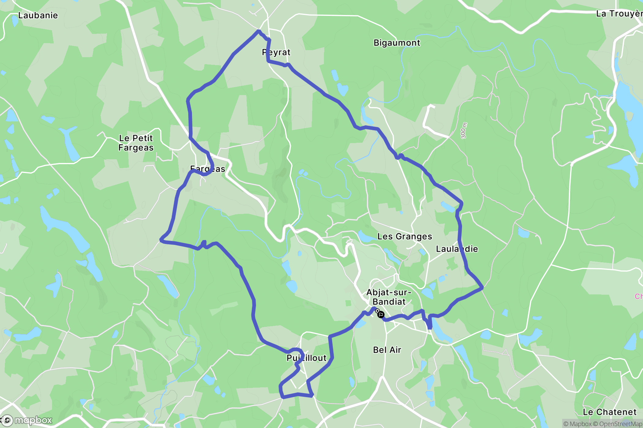 Abjat-sur-Bandiat : carte du parcours de randonnée - France