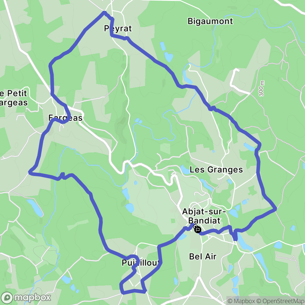 Abjat-sur-Bandiat : carte du parcours de randonnée - France