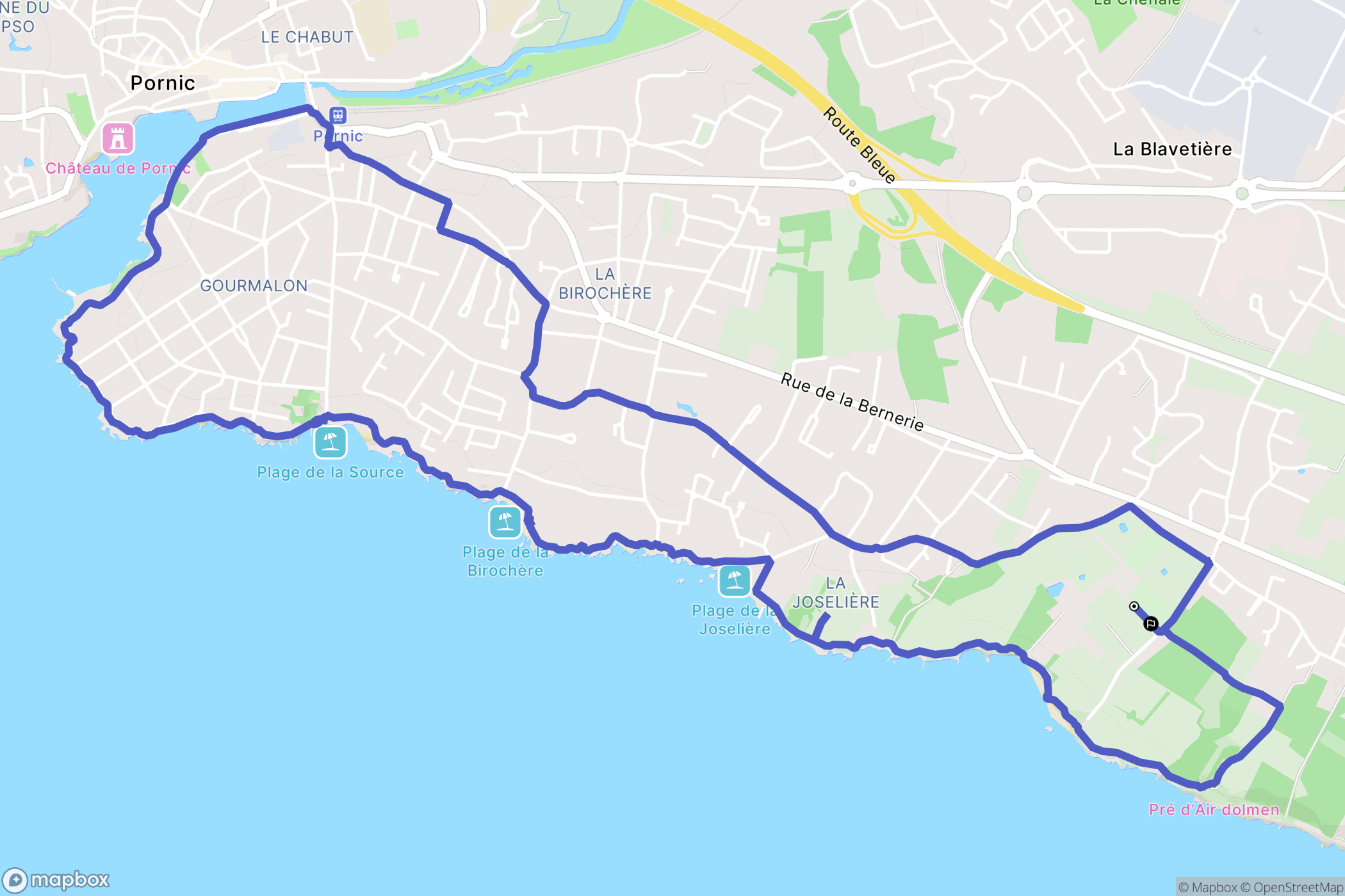 Pornic : carte du parcours de randonnée - France