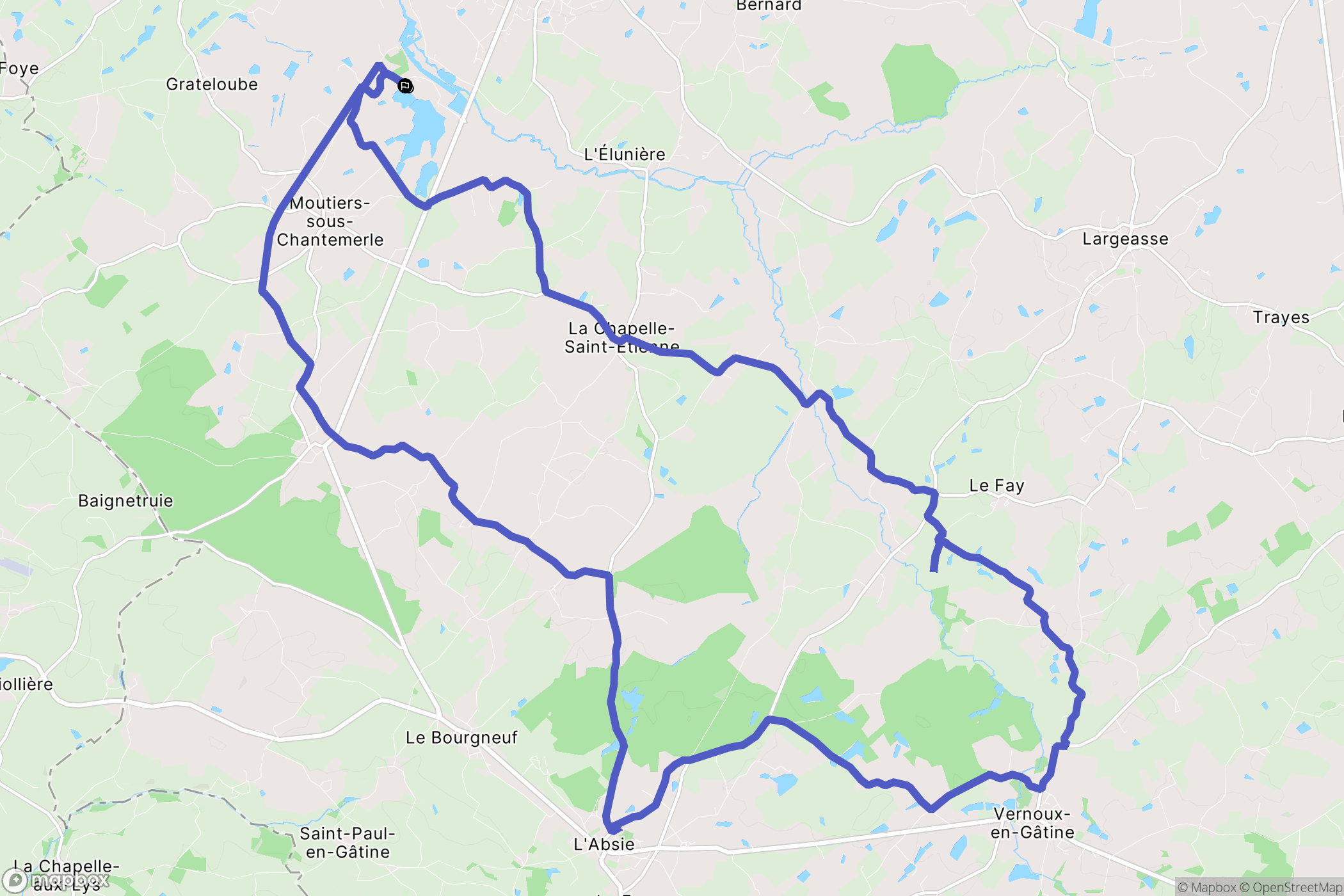 Moncoutant-sur-Sèvre : carte du parcours de randonnée - France