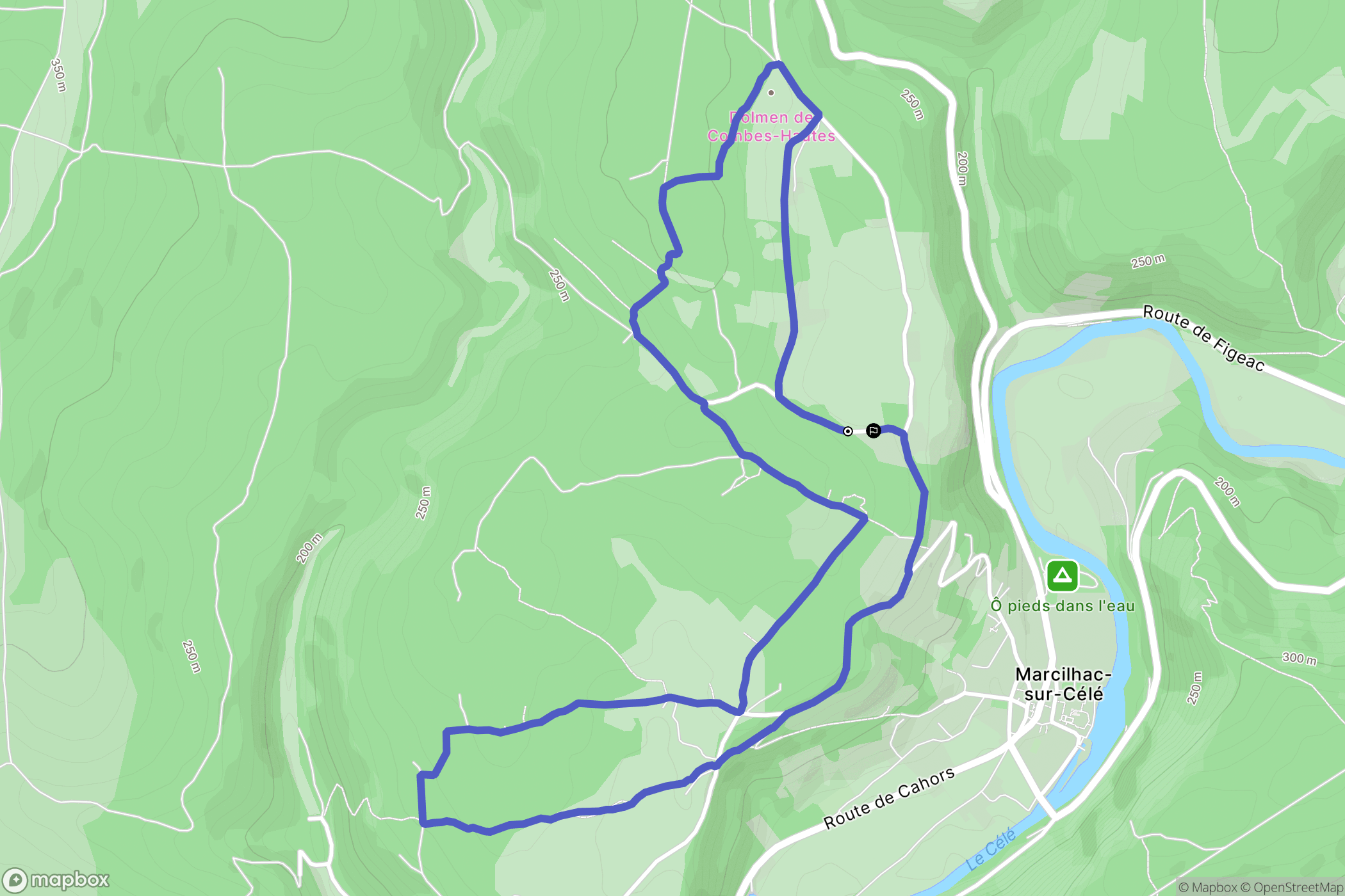 Marcilhac-sur-Célé : carte du parcours de randonnée - France