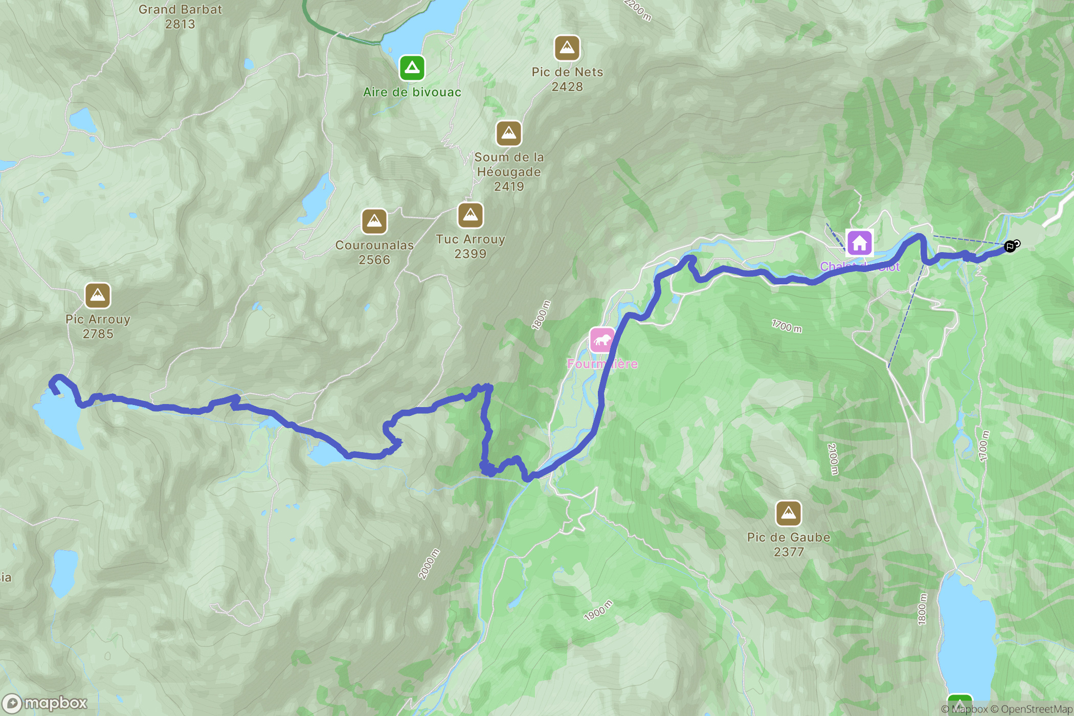 Cauterets : carte du parcours de randonnée - France