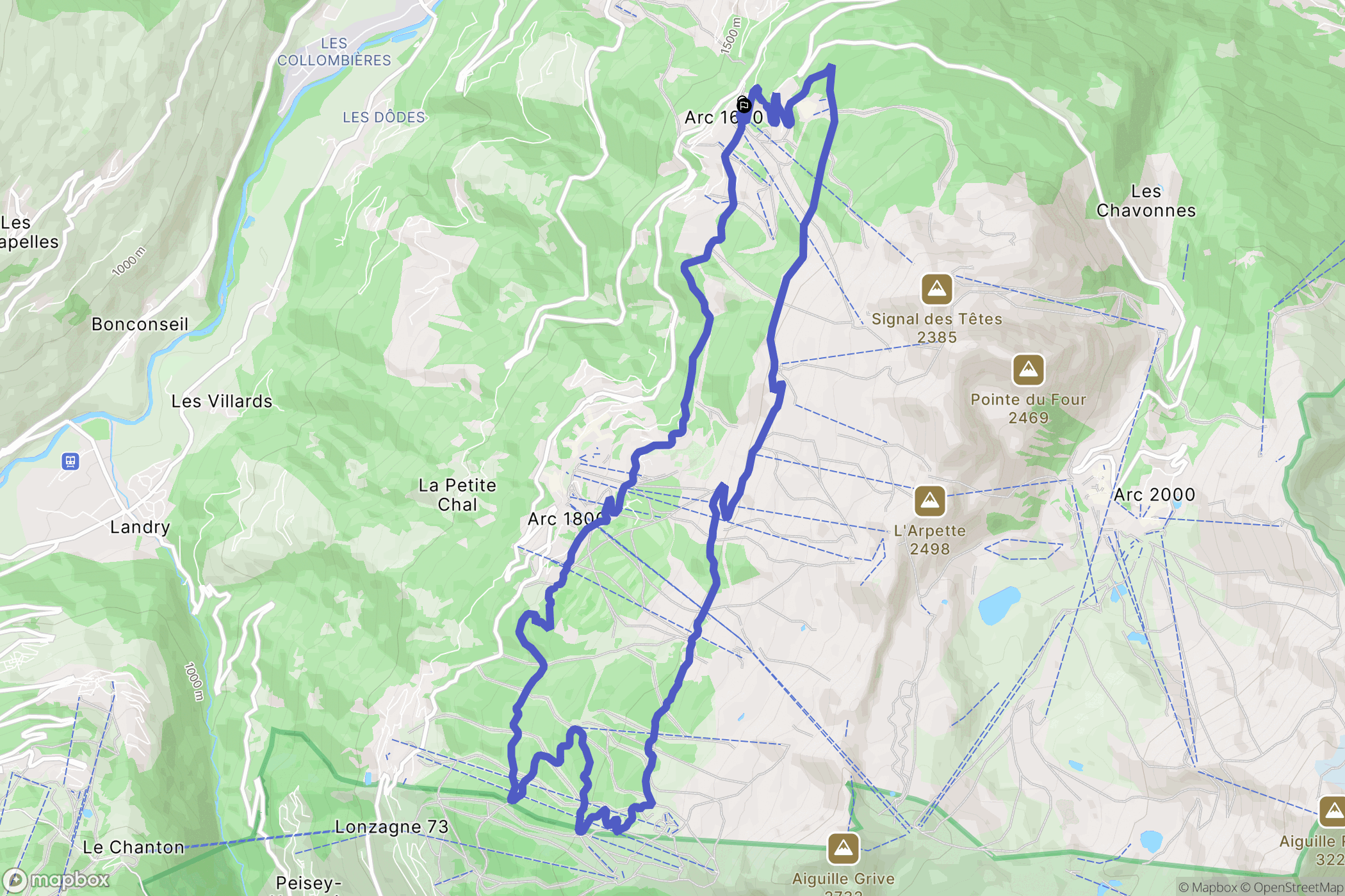 Bourg-Saint-Maurice : carte du parcours de randonnée - France