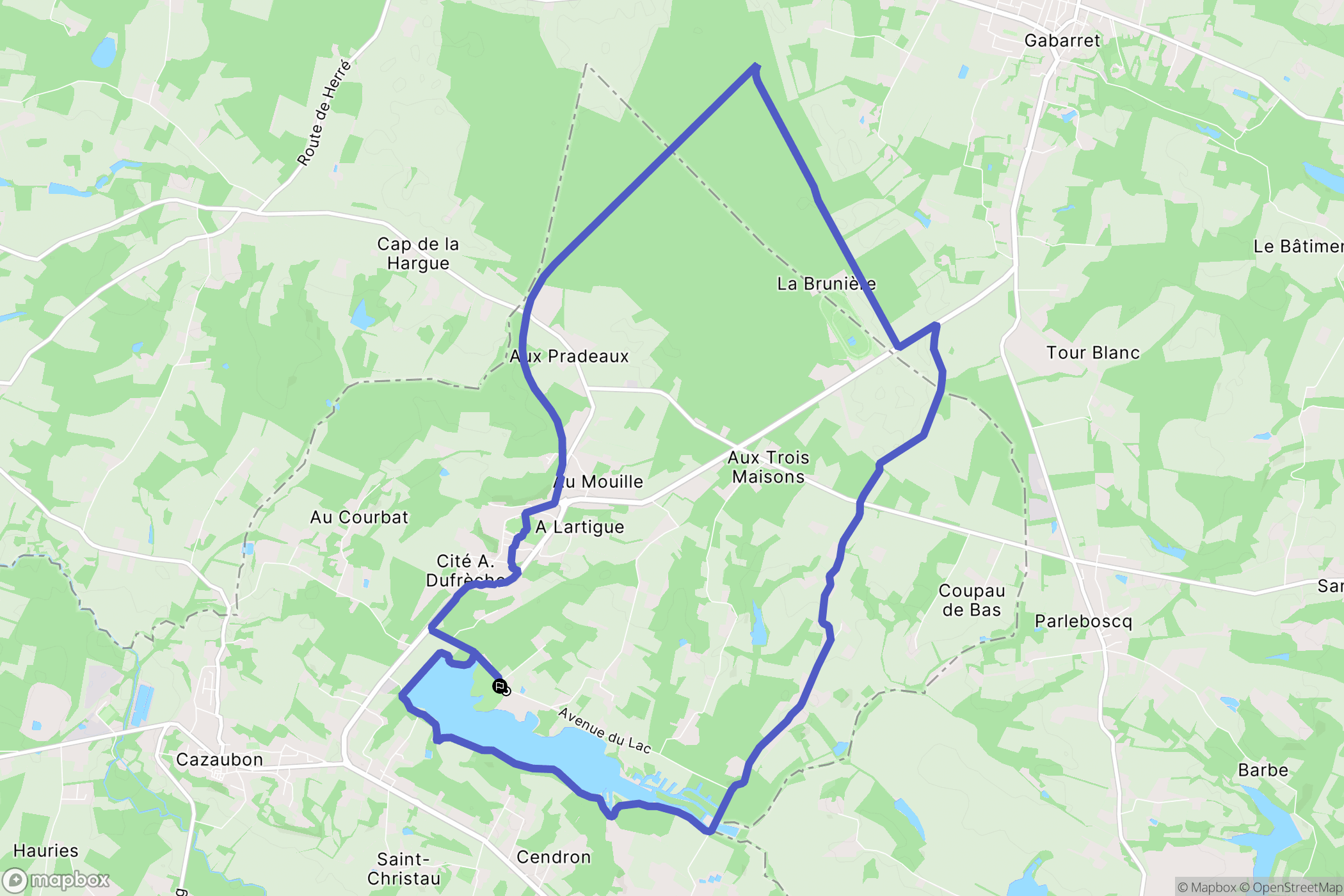 Cazaubon : carte du parcours de randonnée - France