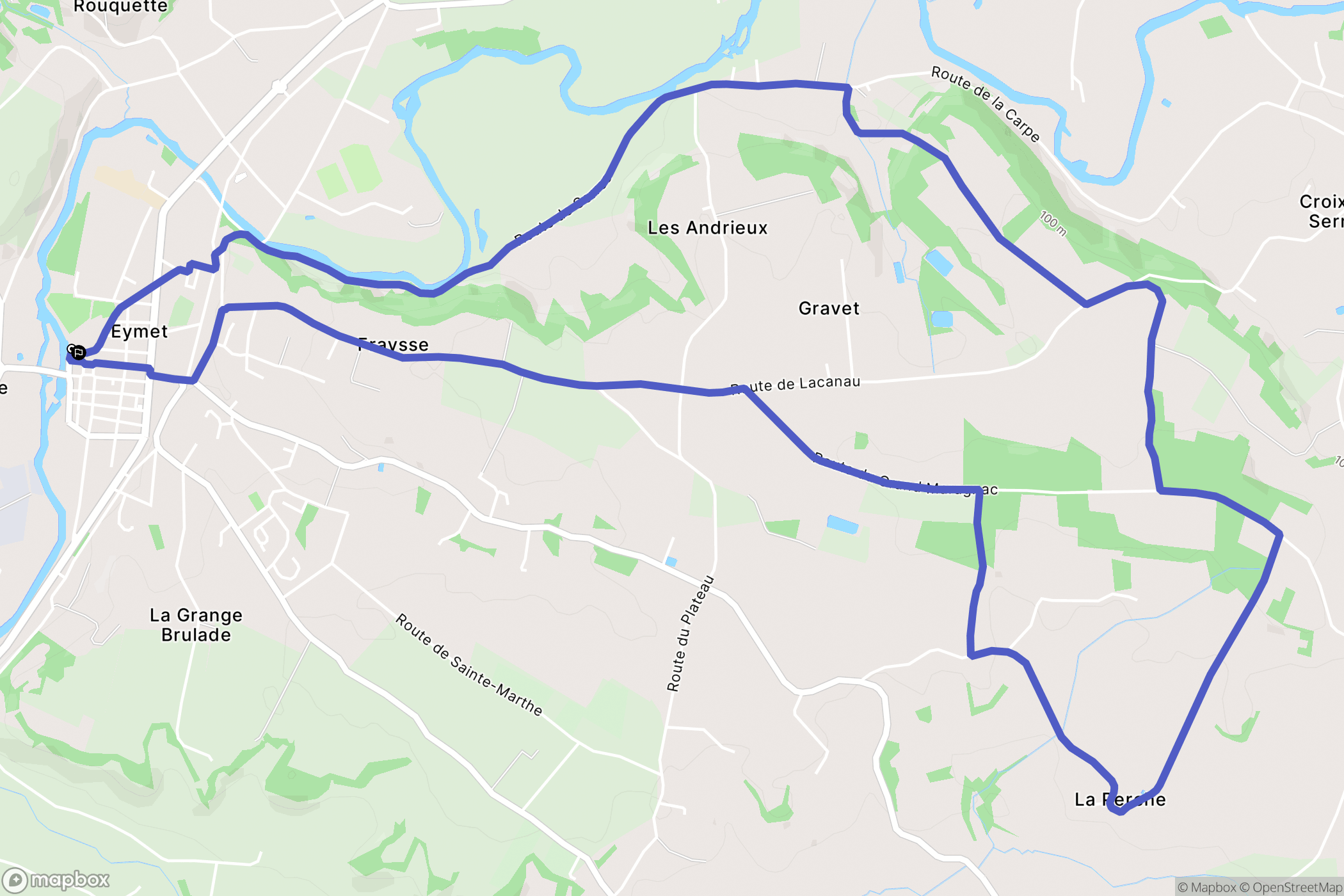 Eymet : carte du parcours de randonnée - France