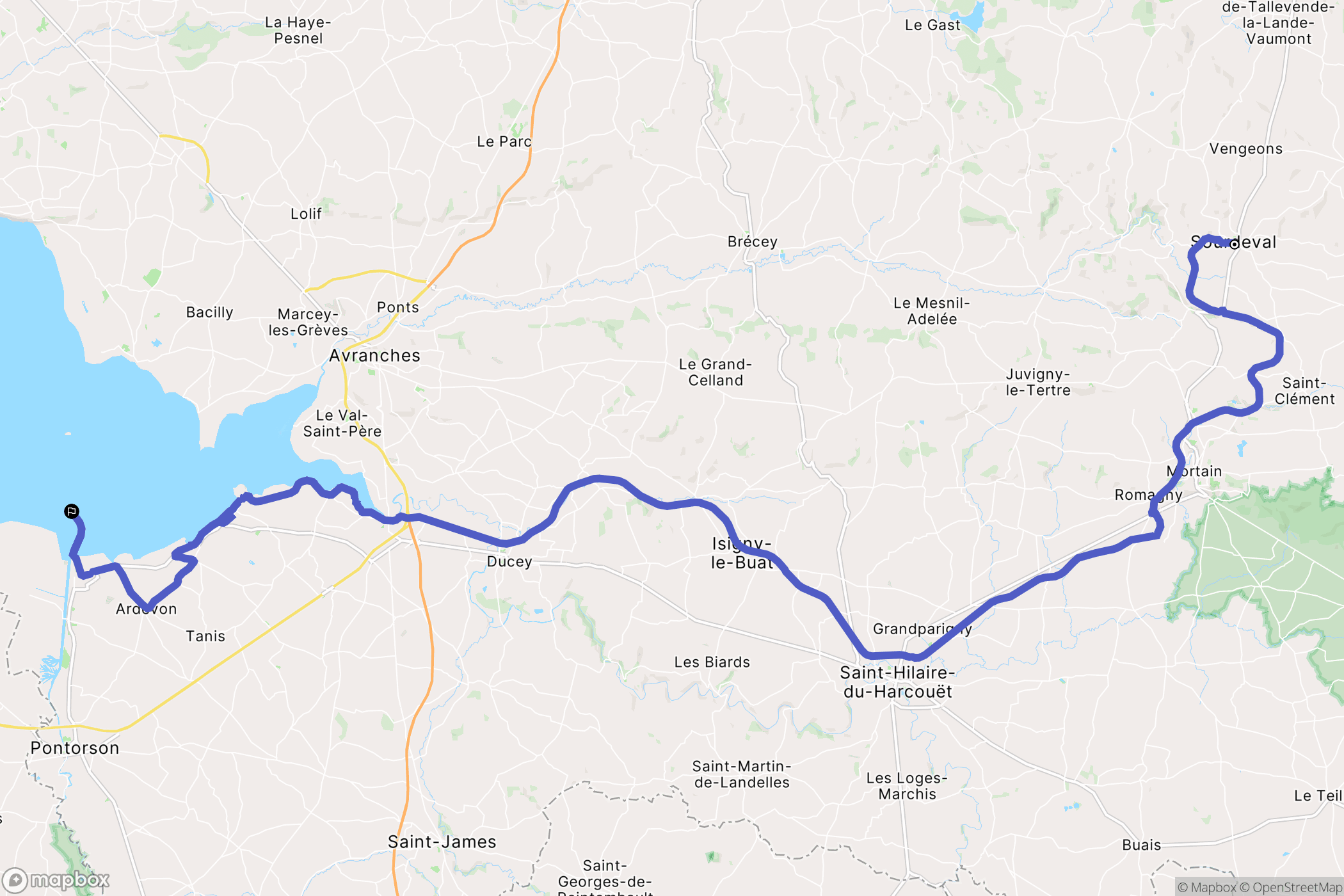 SOURDEVAL : carte du parcours de randonnée - France