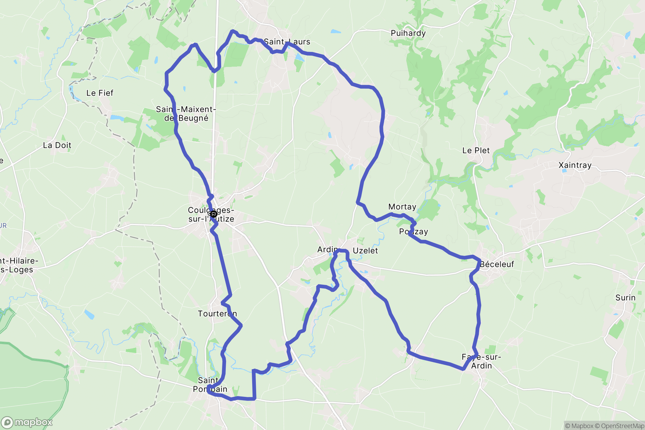 Coulonges-sur-l'Autize : carte du parcours de randonnée - France