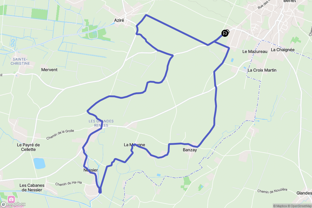Benet : carte du parcours de randonnée - France