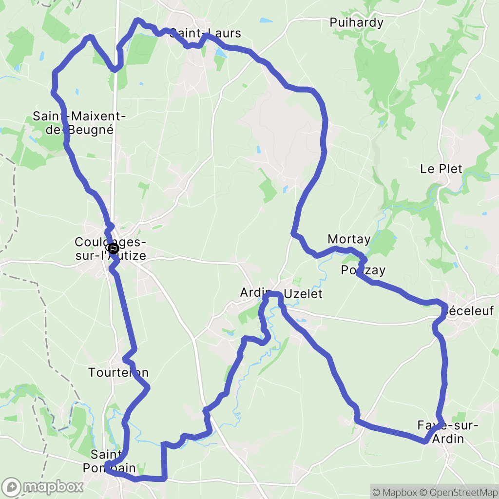 Coulonges-sur-l'Autize : carte du parcours de randonnée - France