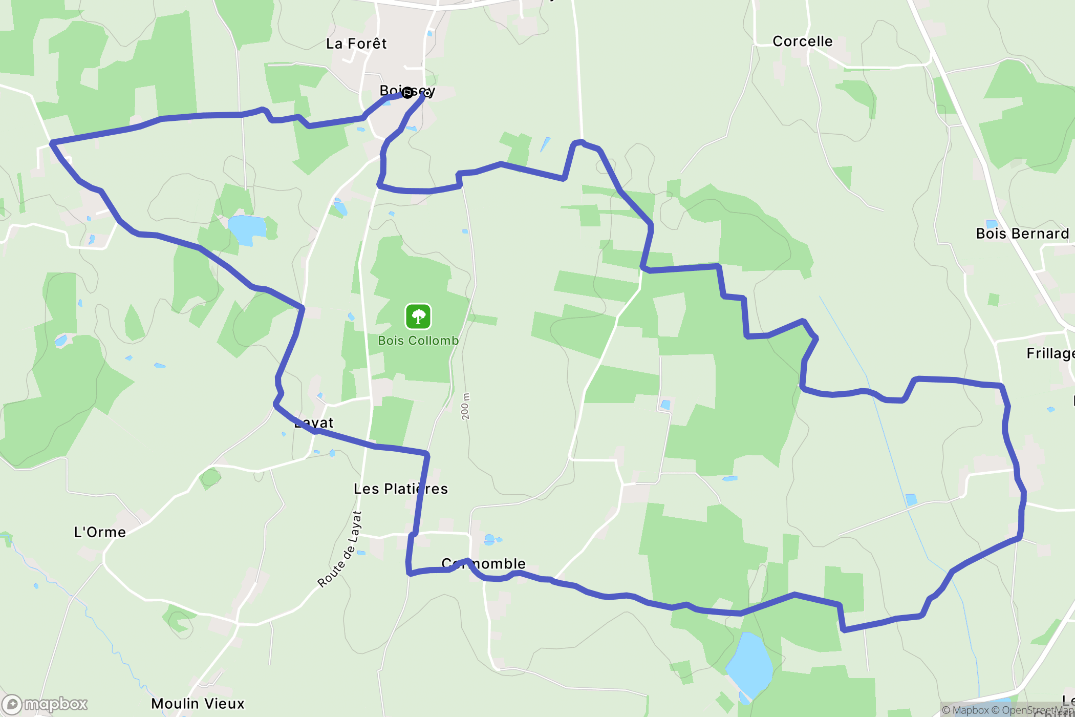 Boissey : carte du parcours de randonnée - France