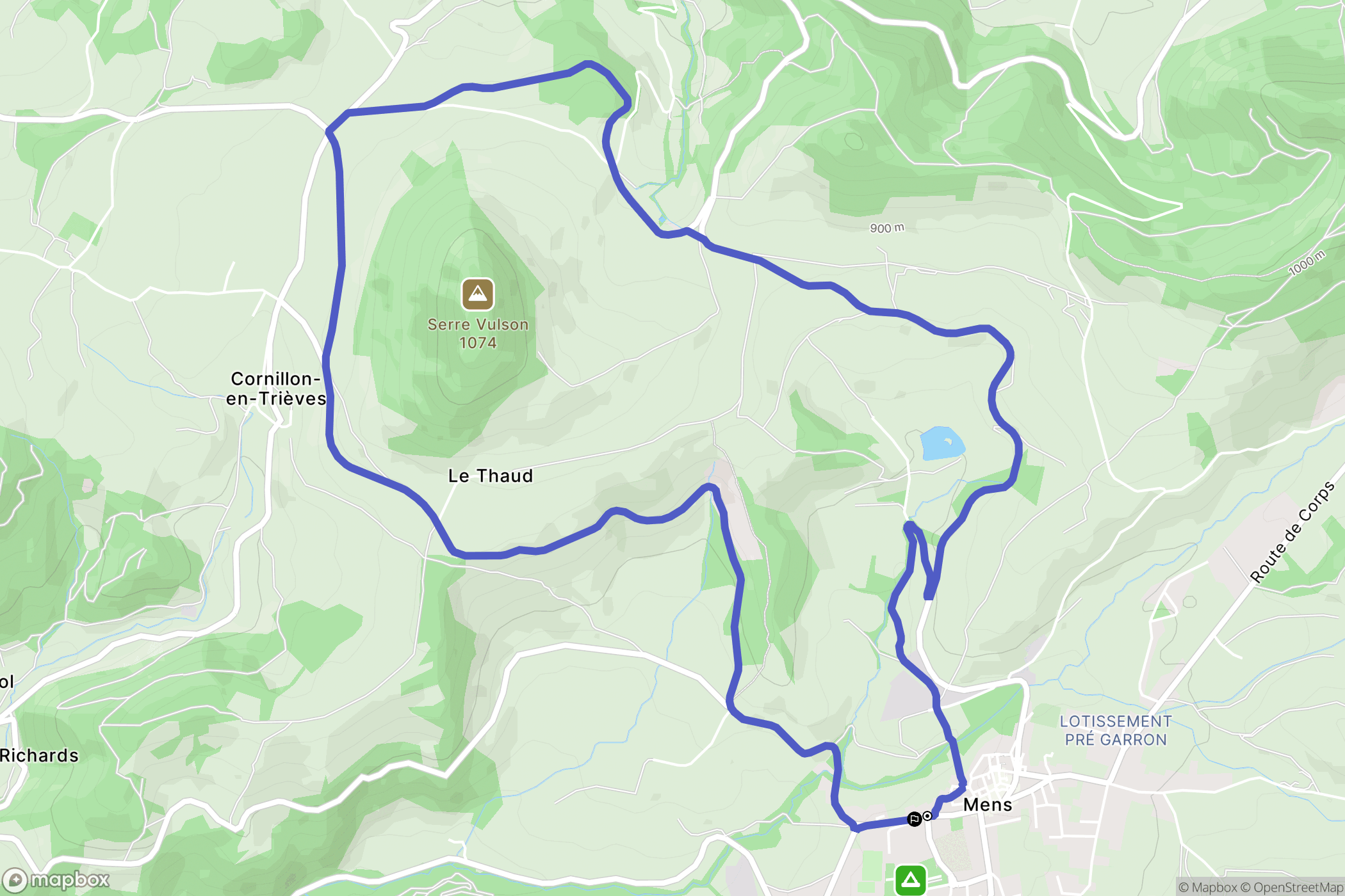Mens : carte du parcours de randonnée - France