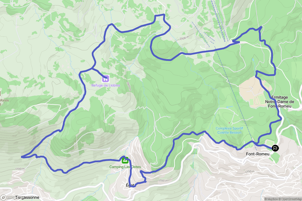 Font-Romeu-Odeillo-Via : carte du parcours de randonnée - France