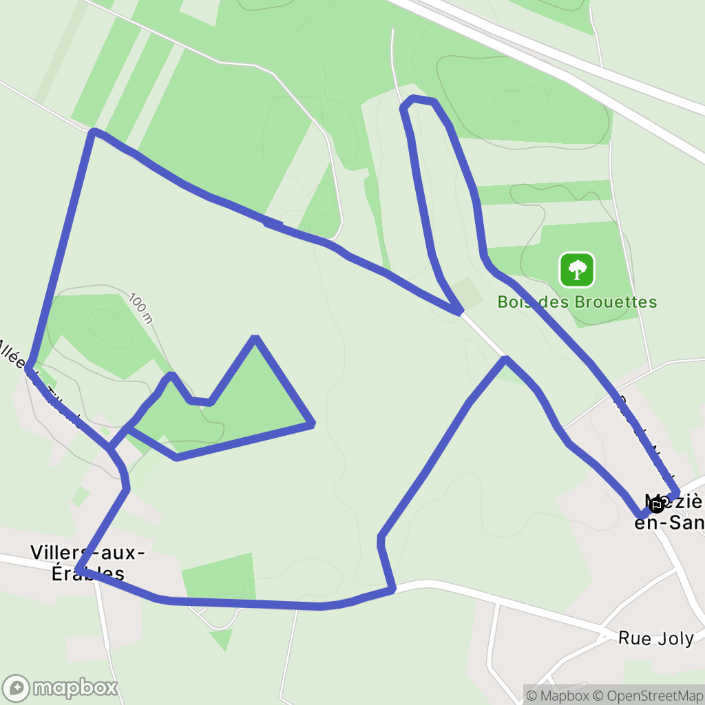 Mézières-en-Santerre : carte du parcours de randonnée - France
