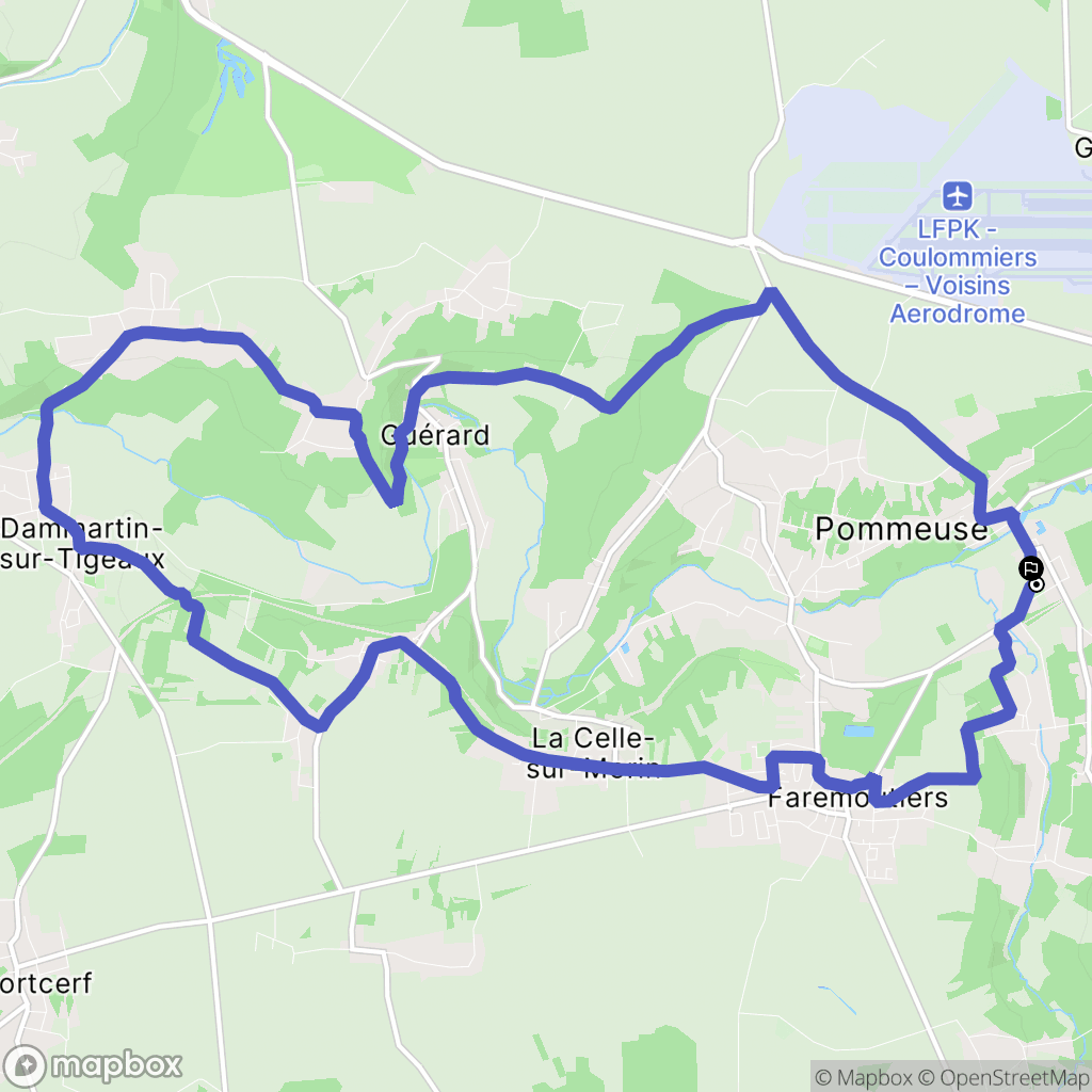 Pommeuse : carte du parcours de randonnée - France