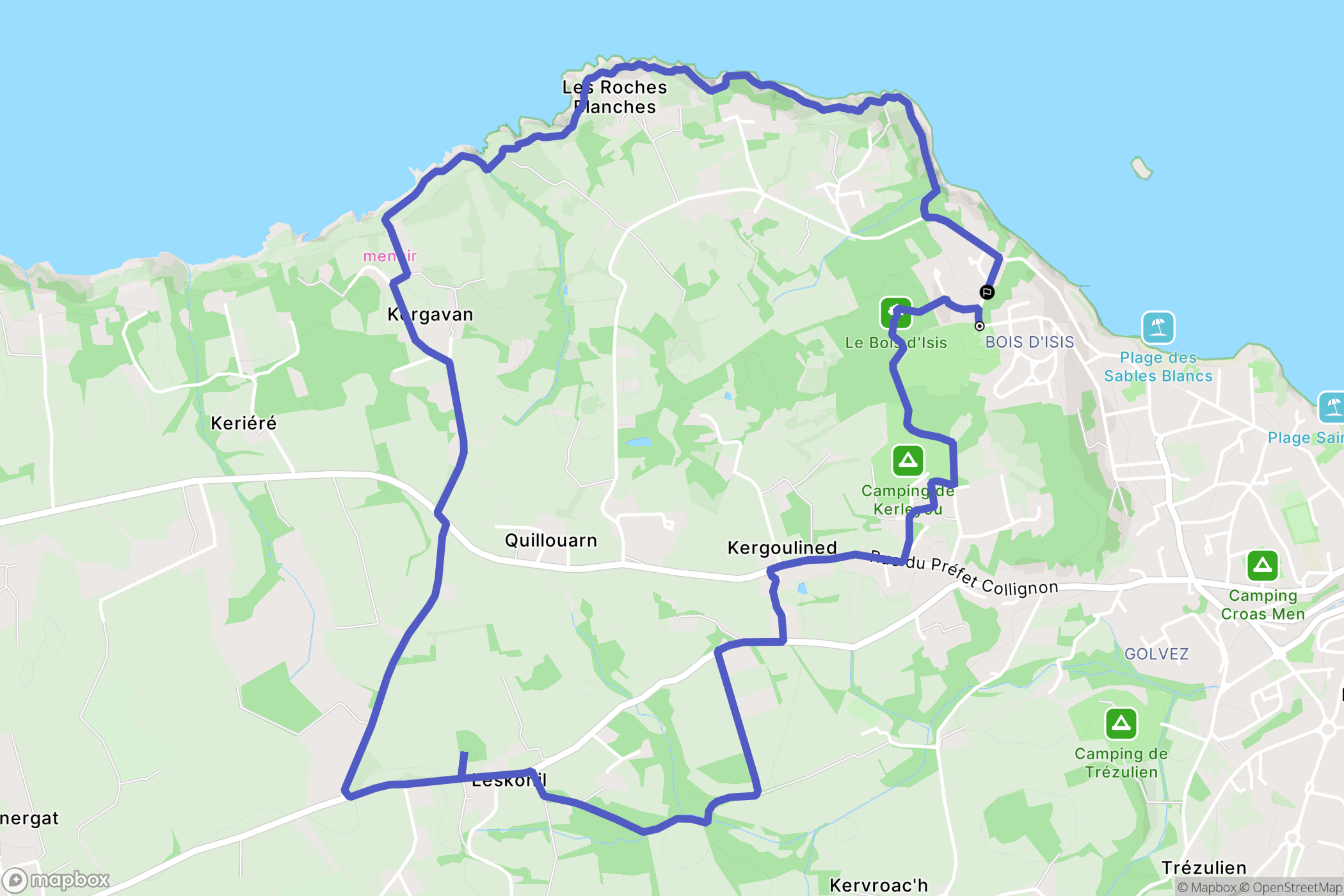 Douarnenez : carte du parcours de randonnée - France