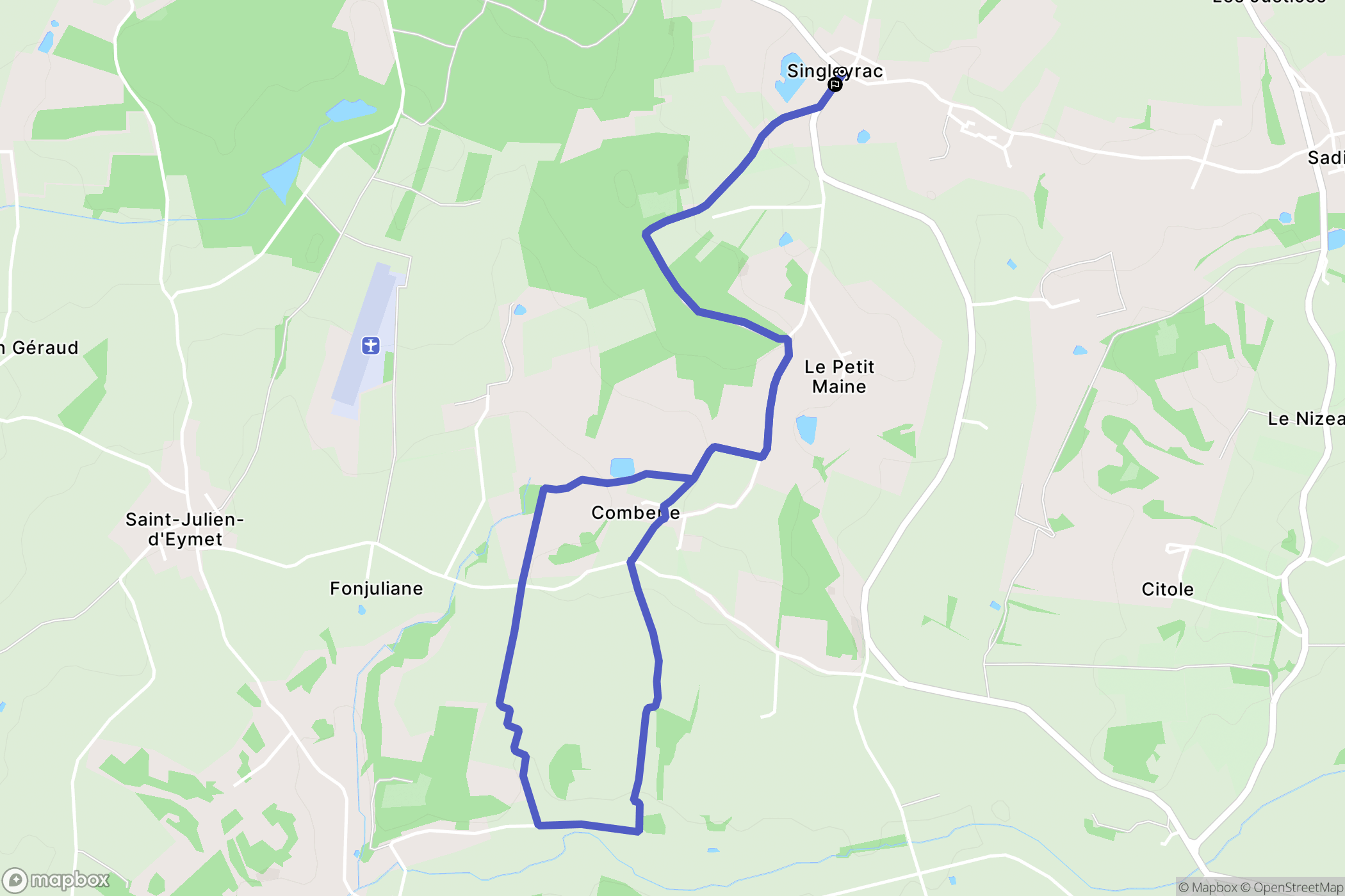 Singleyrac : carte du parcours de randonnée - France