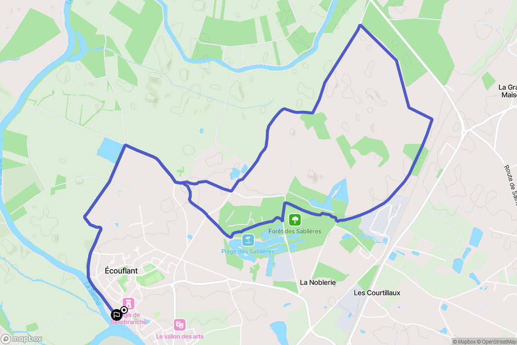 Écouflant : carte du parcours de randonnée - France