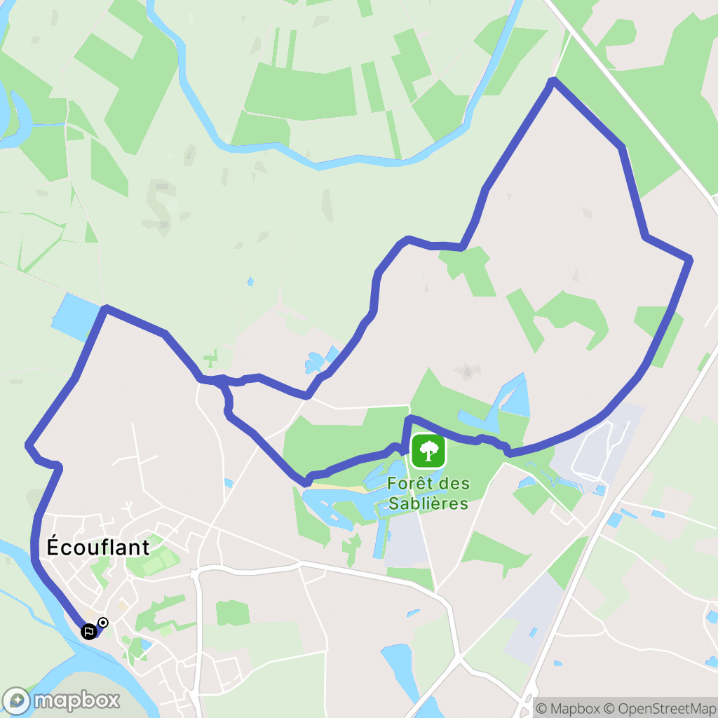 Écouflant : carte du parcours de randonnée - France