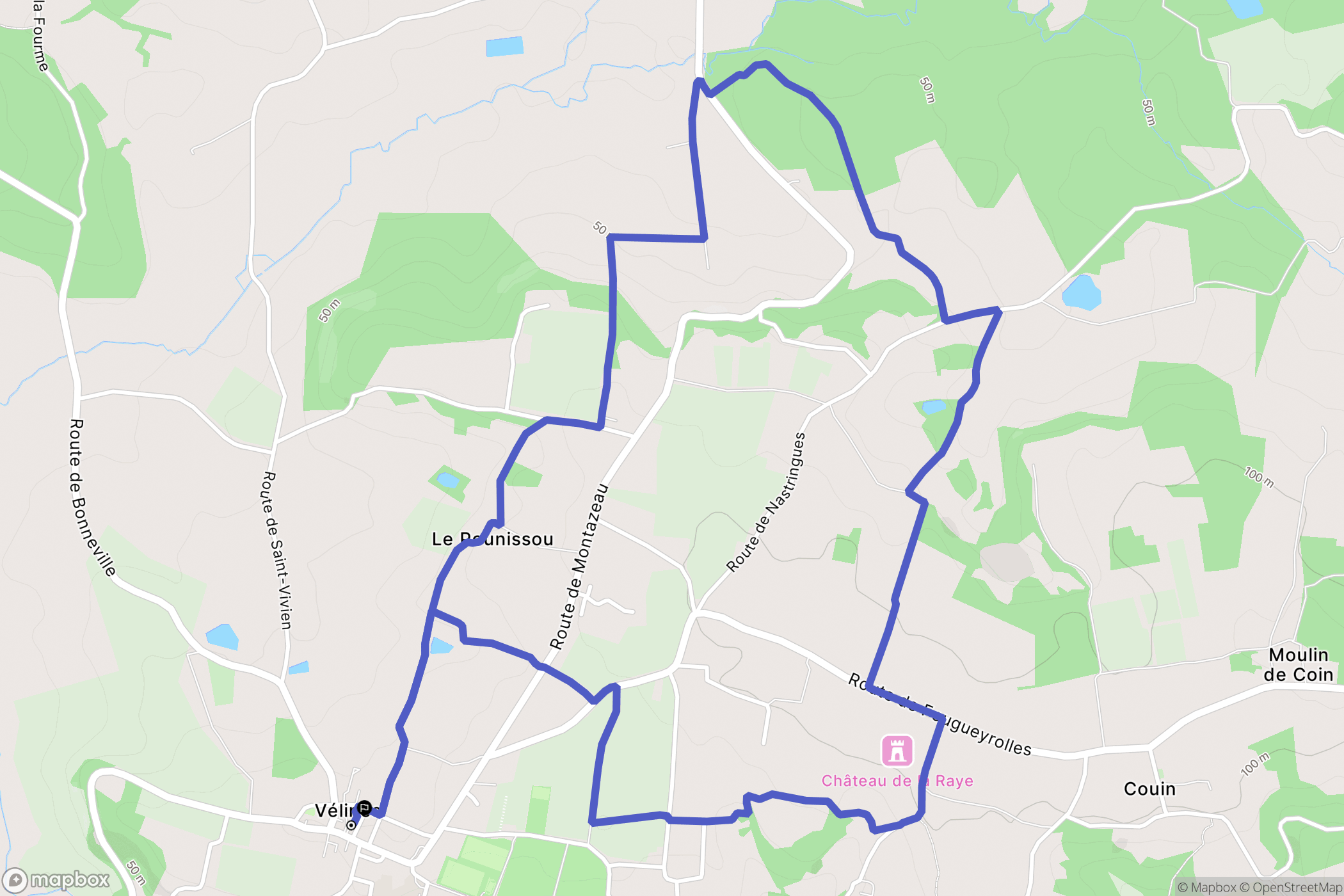 Vélines : carte du parcours de randonnée - France