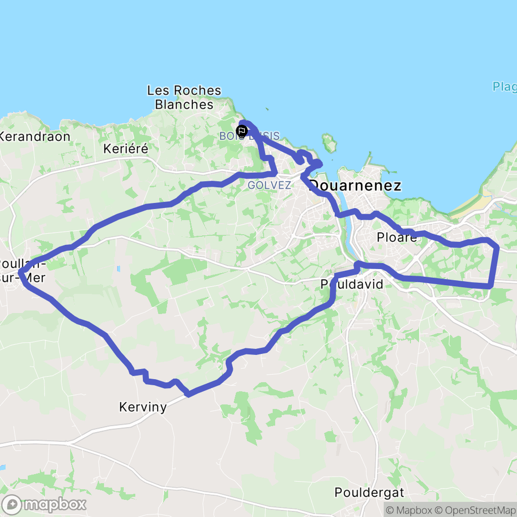 Douarnenez : carte du parcours de randonnée - France