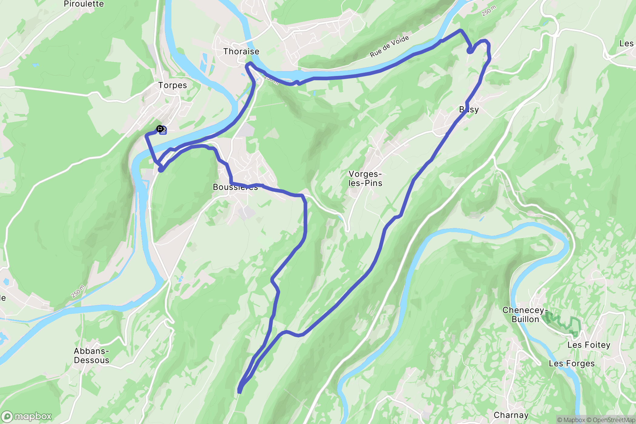 Torpes : carte du parcours de randonnée - France