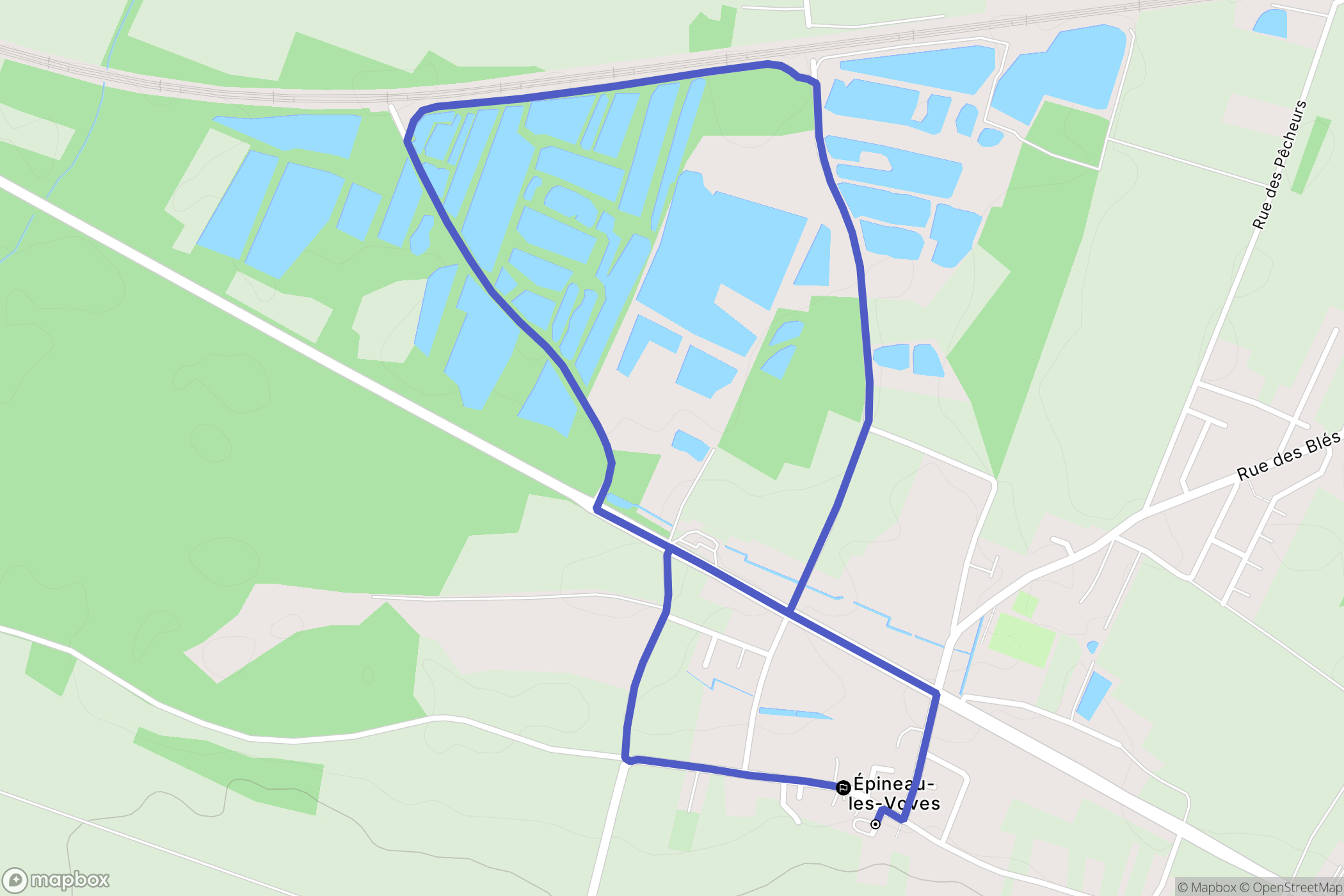 Épineau-les-Voves : carte du parcours de randonnée - France
