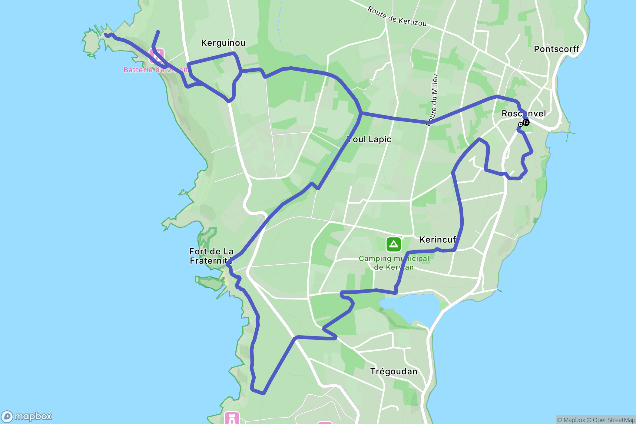 Roscanvel : carte du parcours de randonnée - France