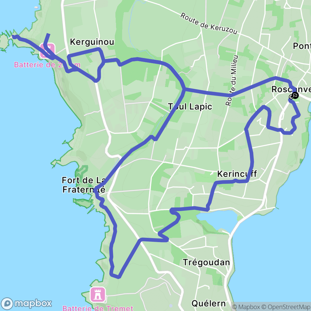 Roscanvel : carte du parcours de randonnée - France
