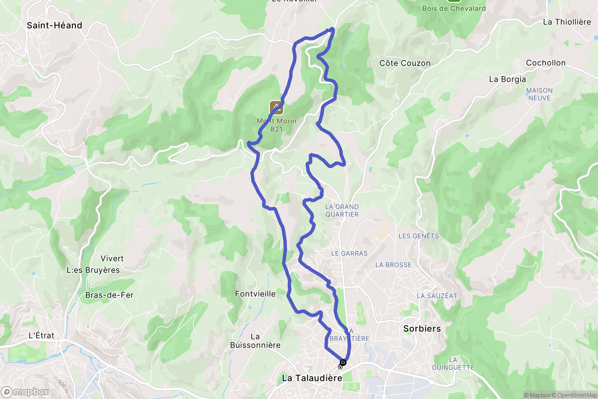 La Talaudière : carte du parcours de randonnée - France