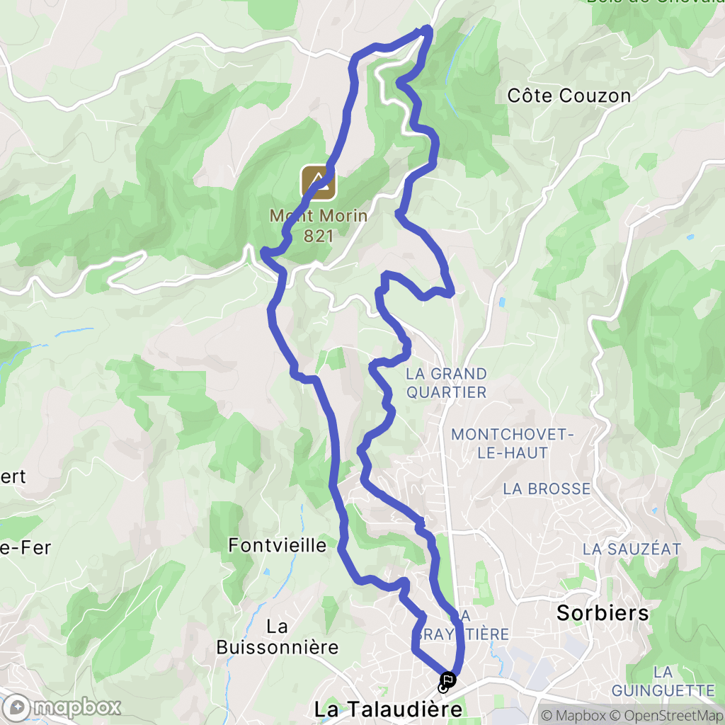 La Talaudière : carte du parcours de randonnée - France