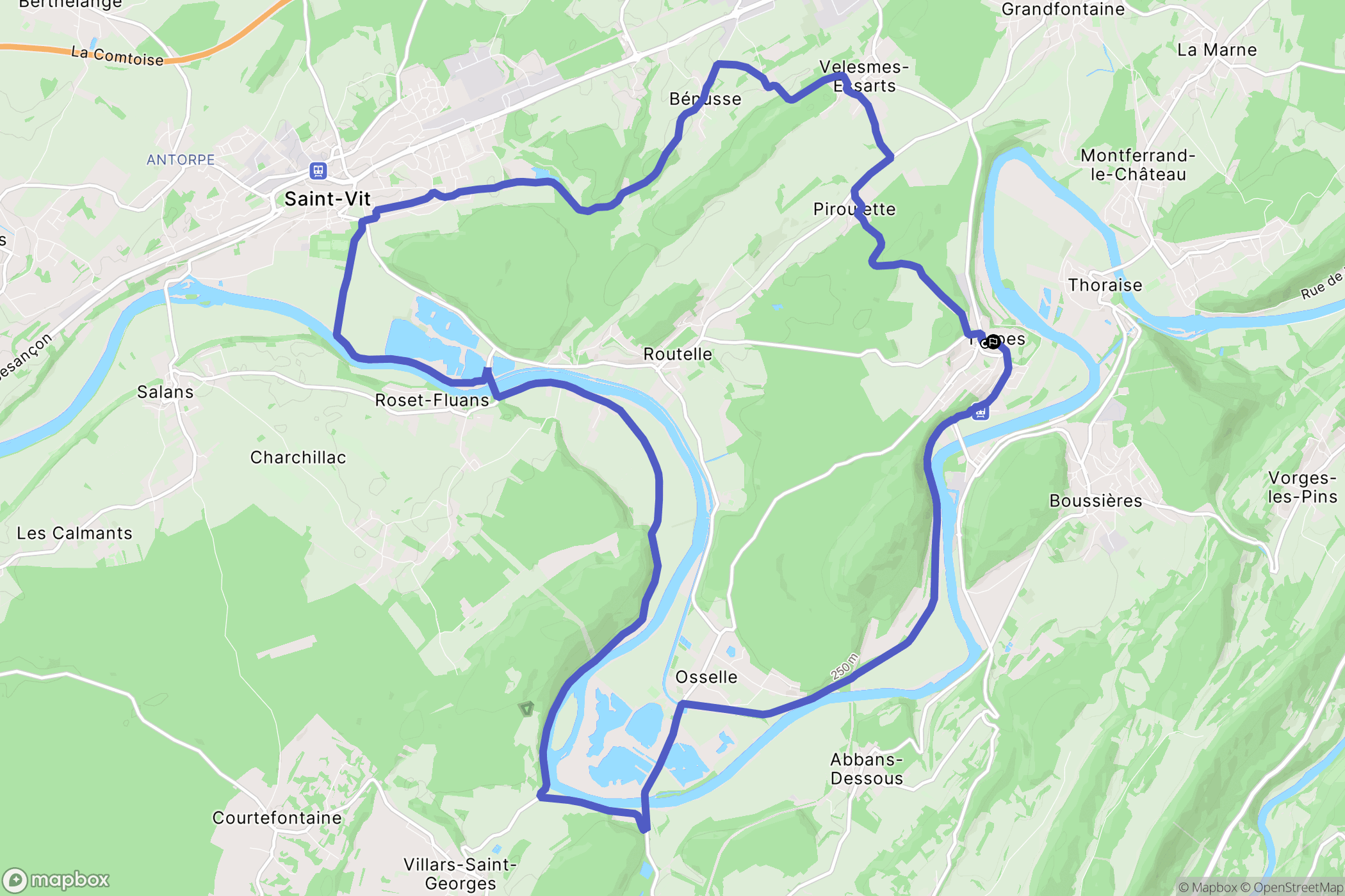 Torpes : carte du parcours de randonnée - France