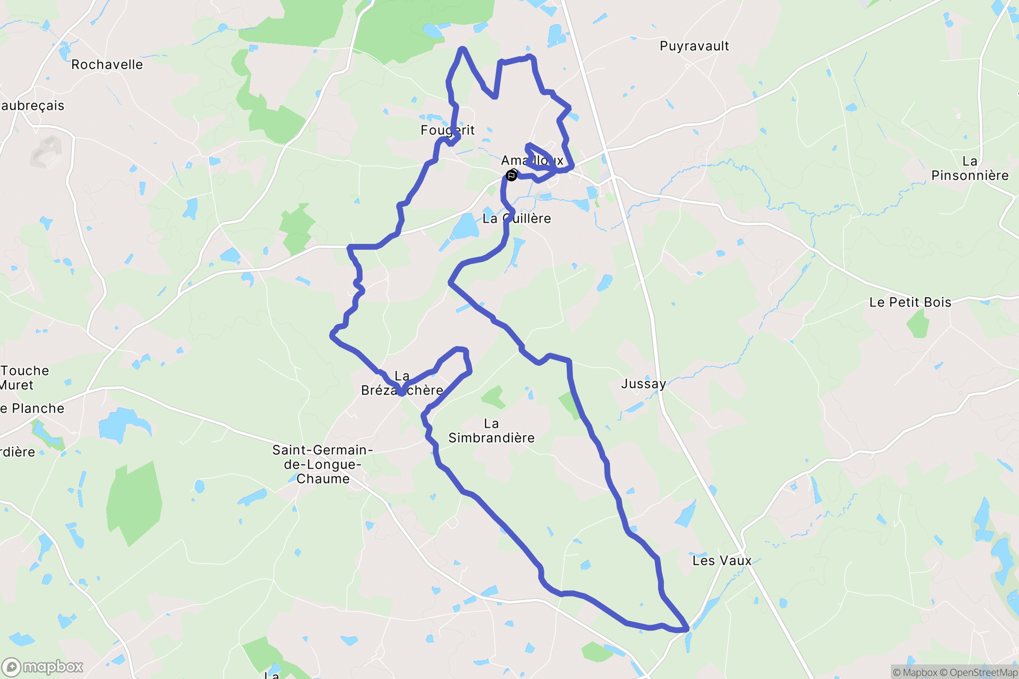 Amailloux : carte du parcours de randonnée - France