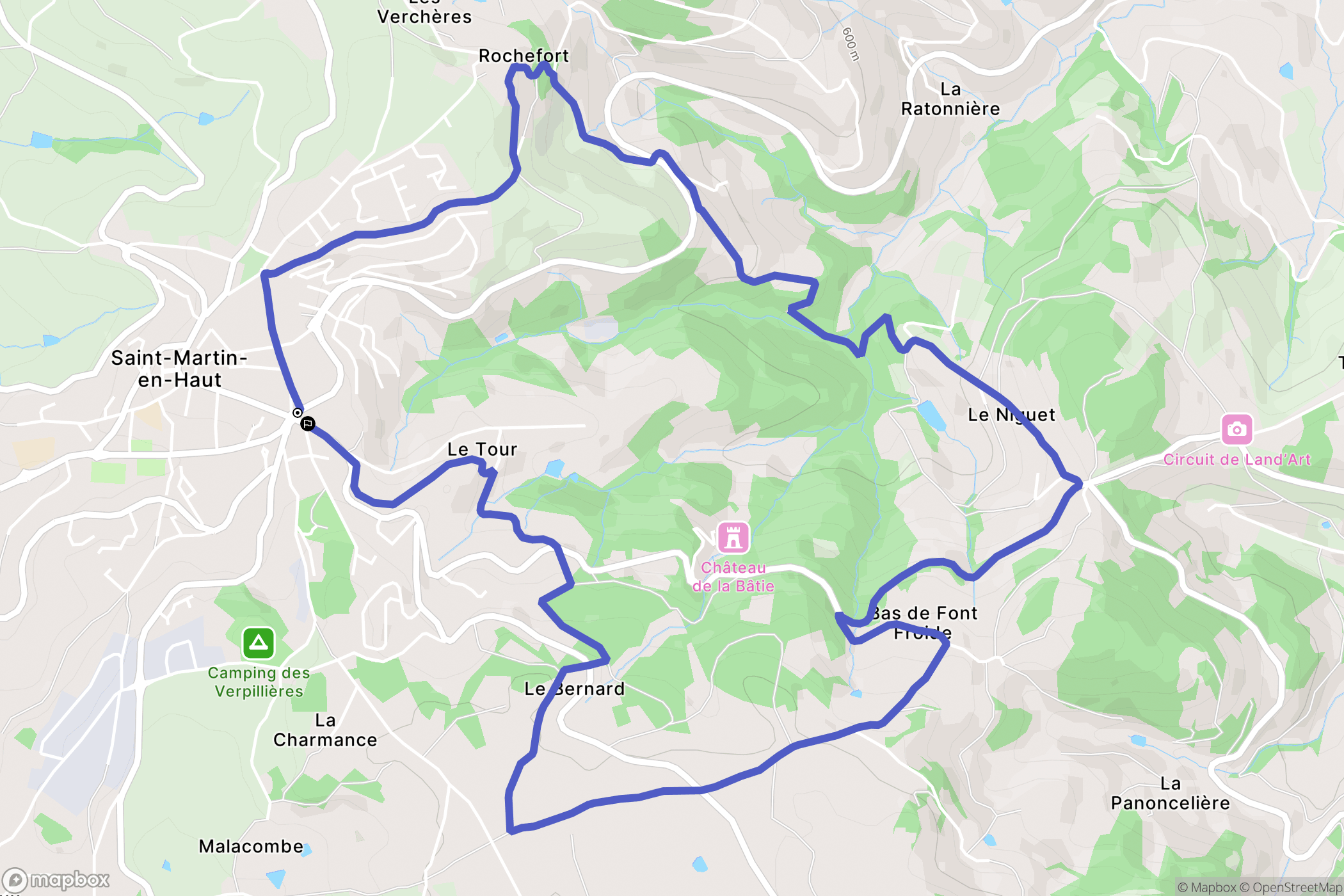 Saint-Martin-en-Haut : carte du parcours de randonnée - France