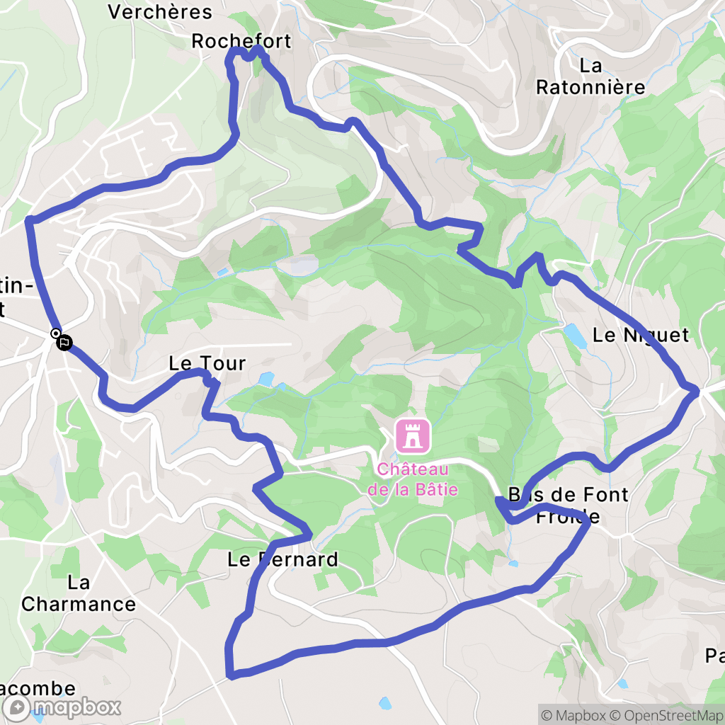 Saint-Martin-en-Haut : carte du parcours de randonnée - France