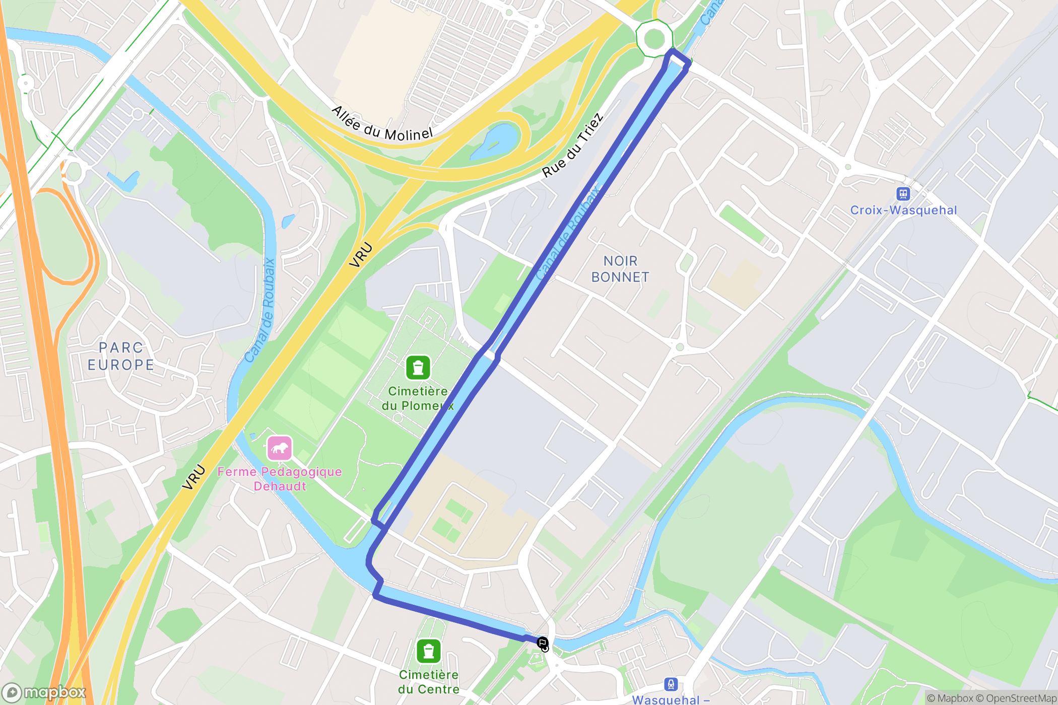 Wasquehal : carte du parcours de randonnée - France