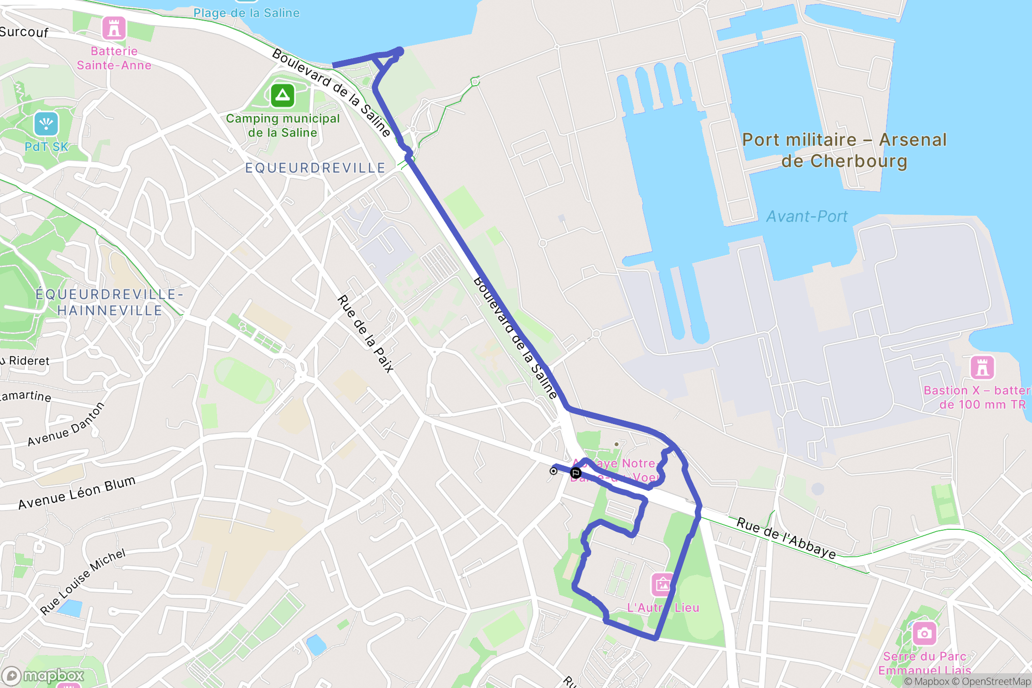 Cherbourg-en-Cotentin : carte du parcours de randonnée - France