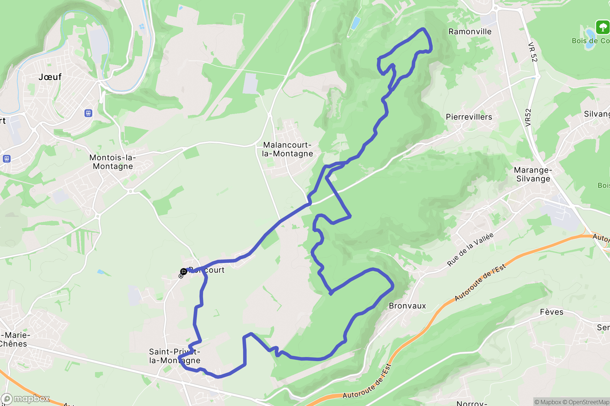 Roncourt : carte du parcours de randonnée - France