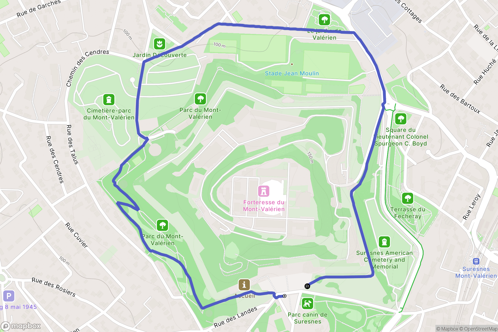 Suresnes : carte du parcours de randonnée - France