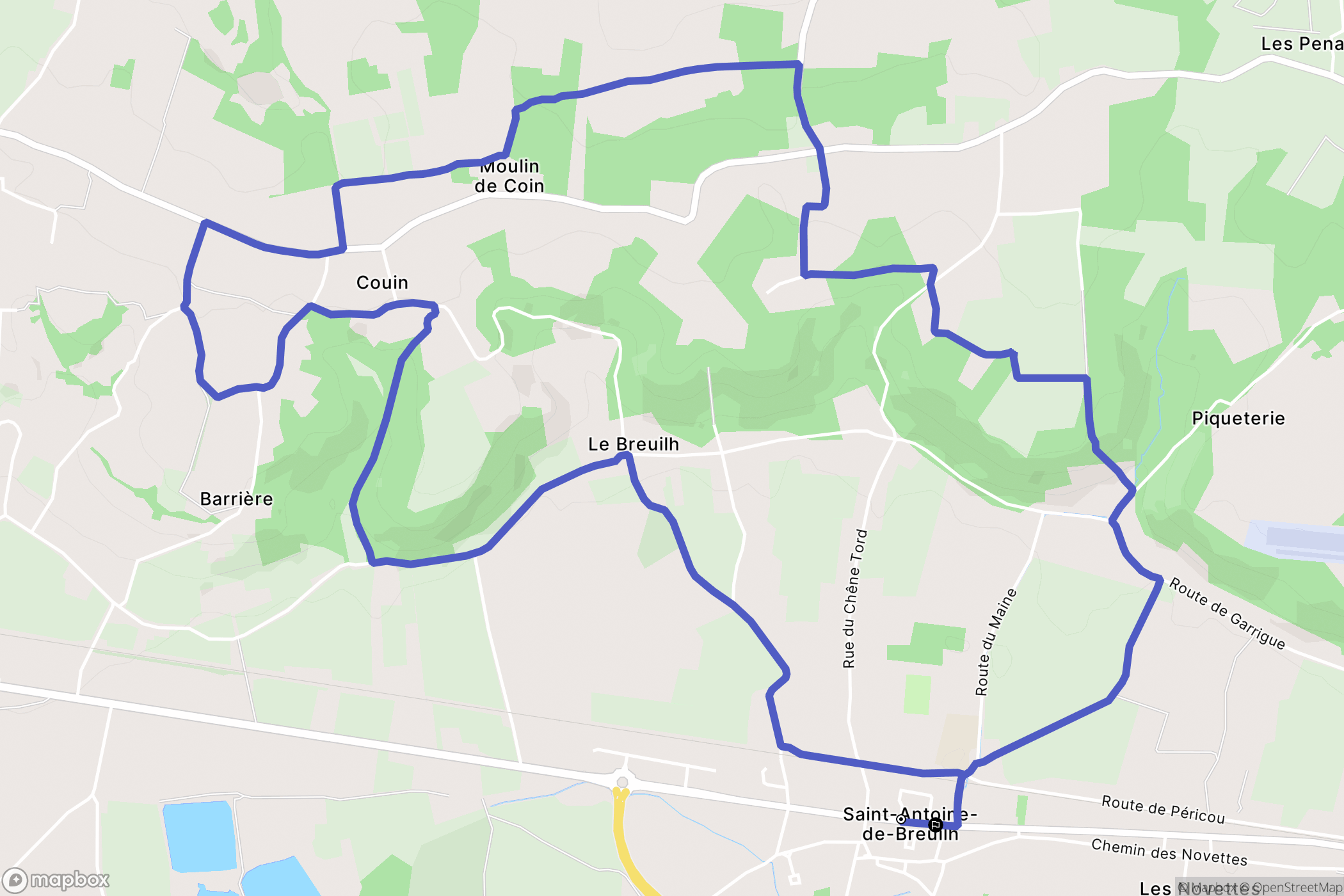 Saint-Antoine-de-Breuilh : carte du parcours de randonnée - France