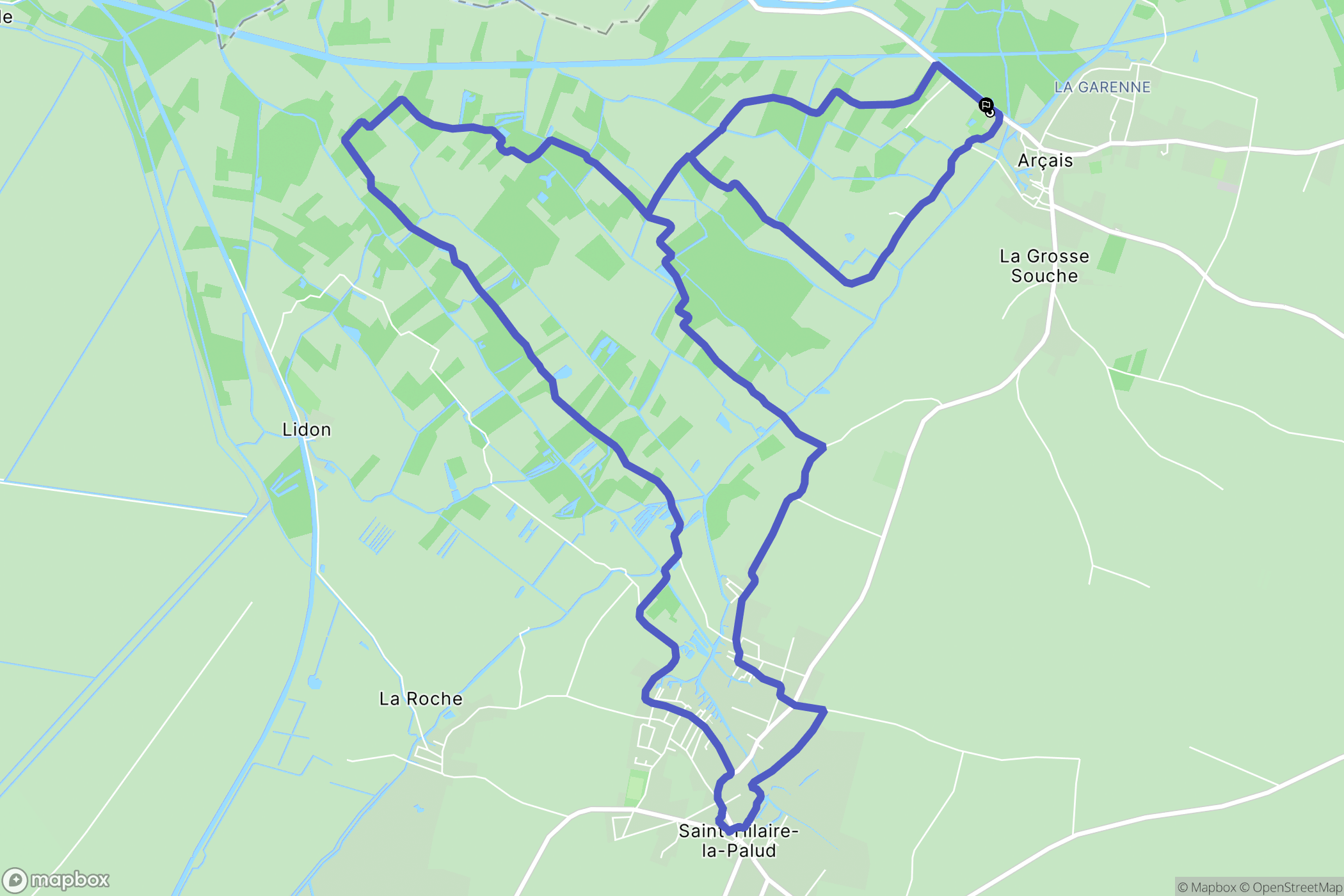 Arçais : carte du parcours de randonnée - France