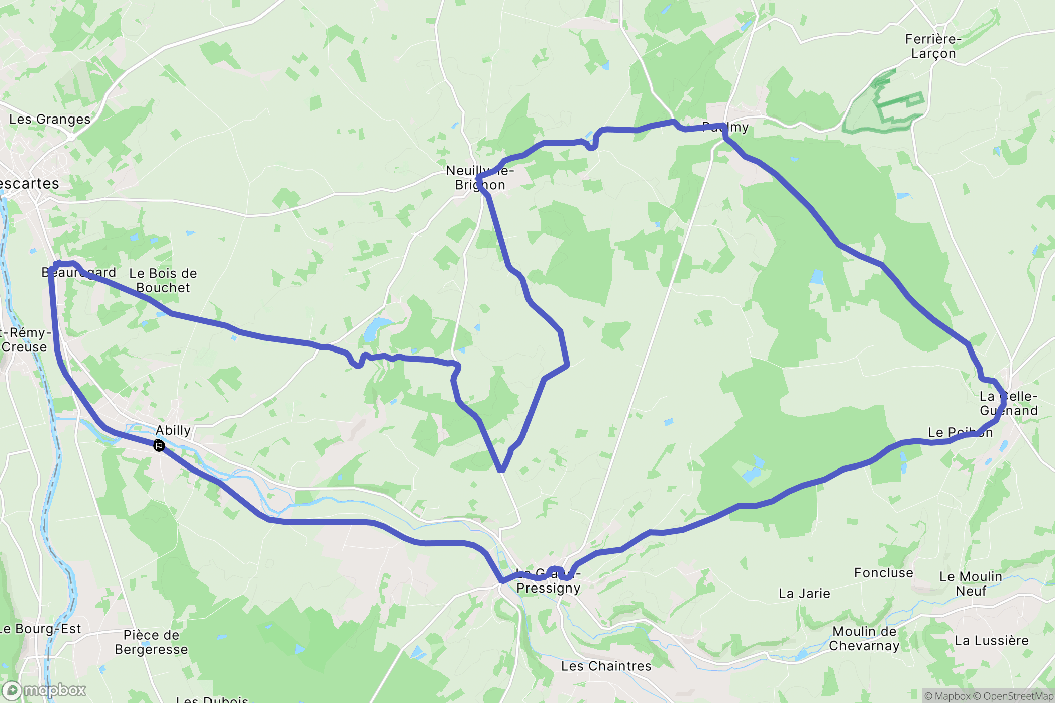 Abilly : carte du parcours de randonnée - France